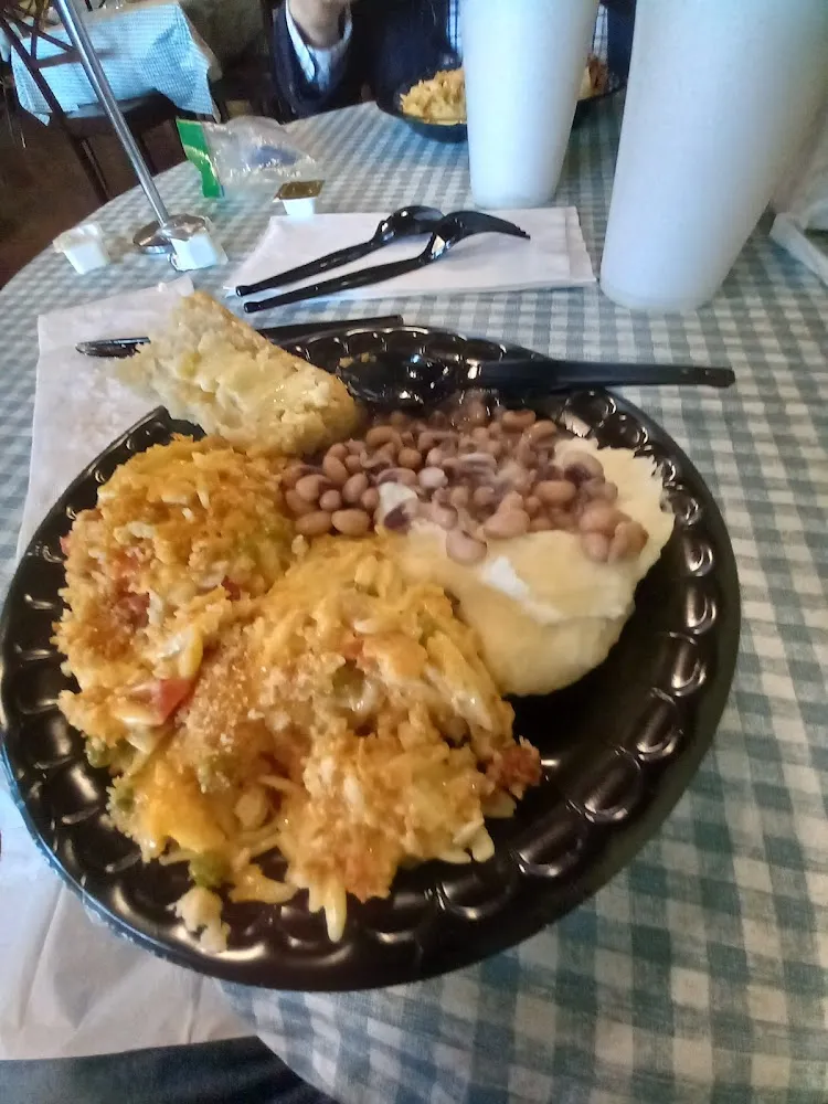 Chicken Ortolanawith Mashed Potatoes and Black Eye Peas